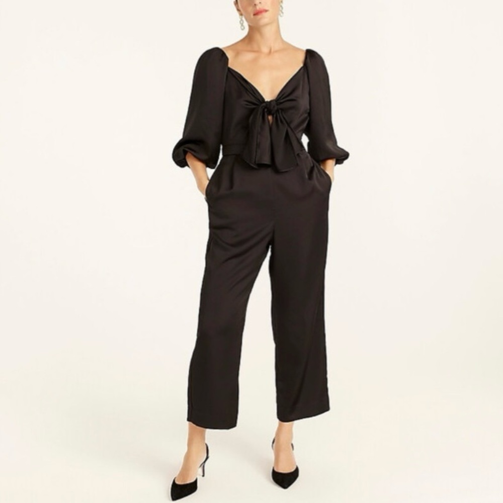 NWT JCREW Satin Jumpsuit Black 18 New